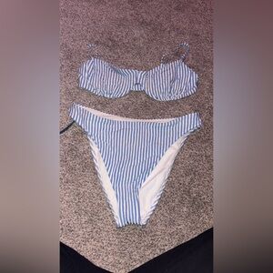 Abercrombie & Fitch Blue and White Striped Bikini
